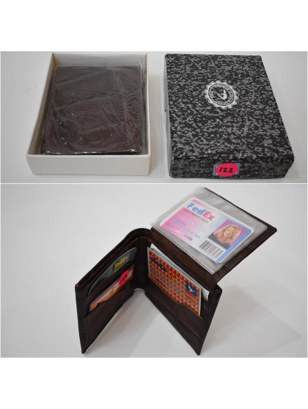 Andrue Handmade Italian Leather Crocodile Pressed Men Male Bifold Wallet 122